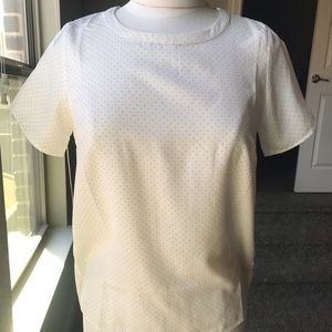 Cream with baby orange Polk a dots blouse